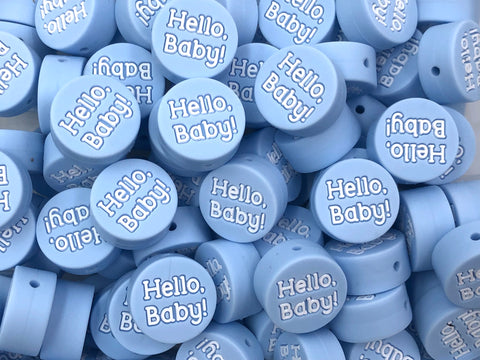 Hello, Baby Silicone Focal Beads--Blue