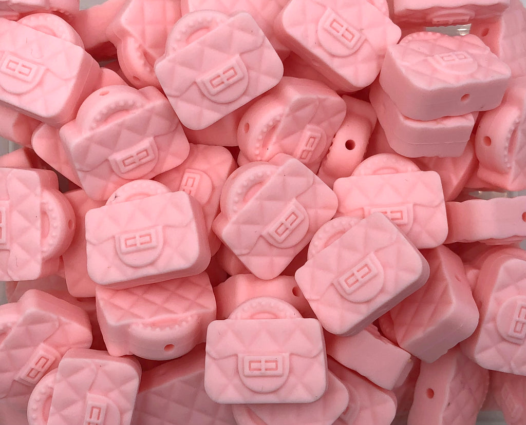 Purse Silicone Focal Beads--Pink Quartz