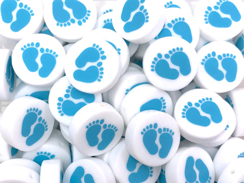 Baby Feet Silicone Focal Beads--Blue