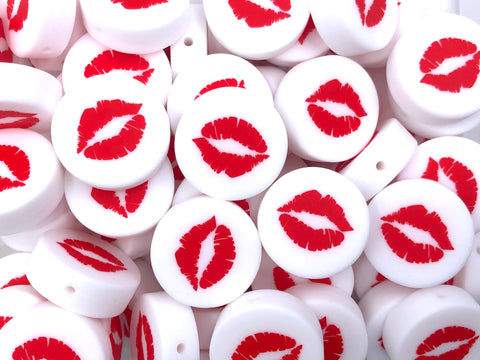 Red Lip Silicone Focal Beads