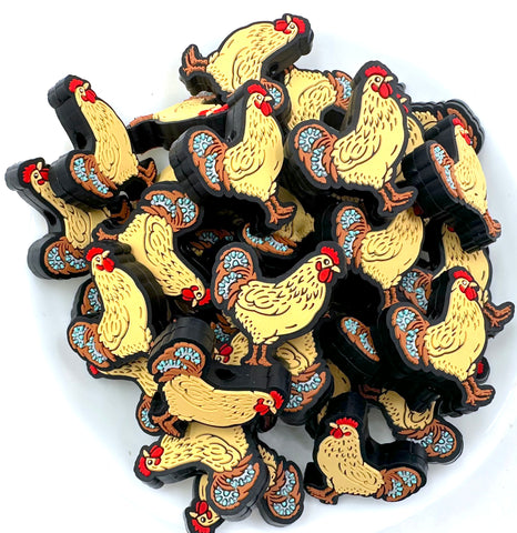 Western Chicken Silicone Beads--Beige