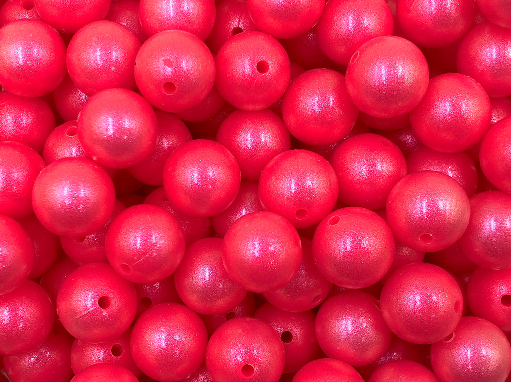 15mm Shocking Pink Opal Silicone Beads