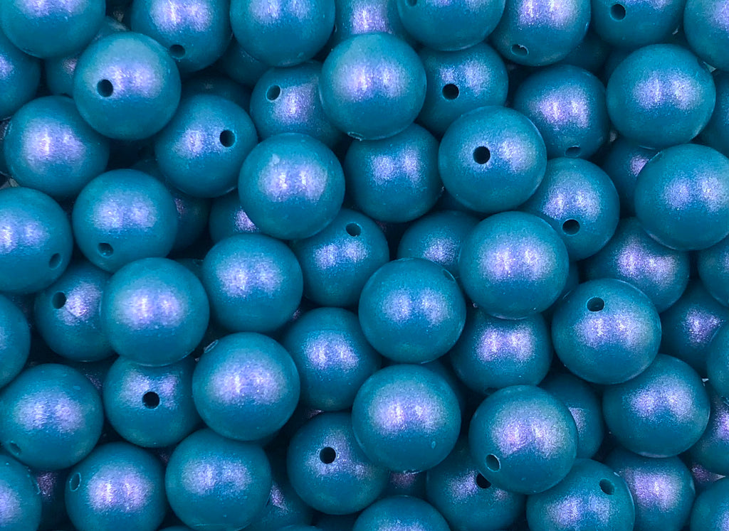 15mm Teal Blue Opal Silicone Beads