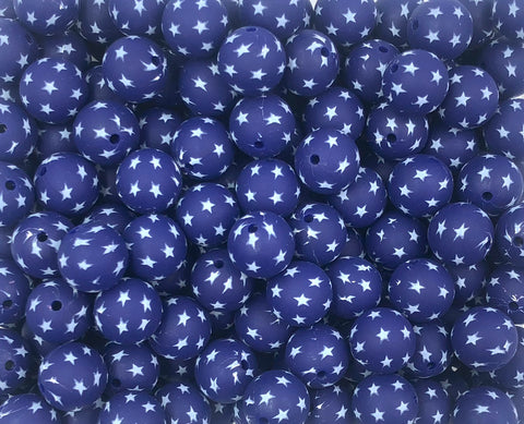 Star Print Silicone Beads--15mm