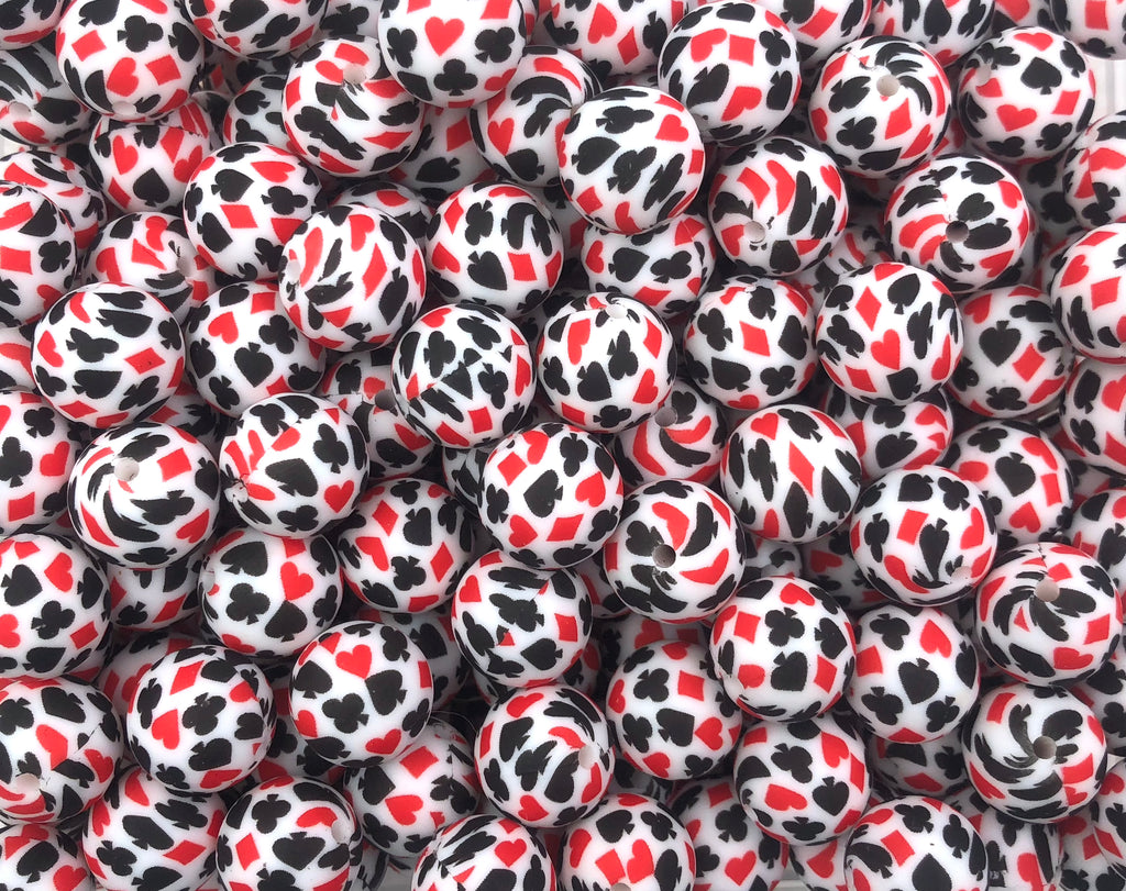 Deck of Cards Print Silicone Beads--15mm