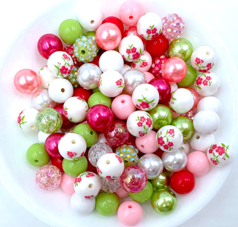 Pink Flower 12mm Acrylic Bead Mix