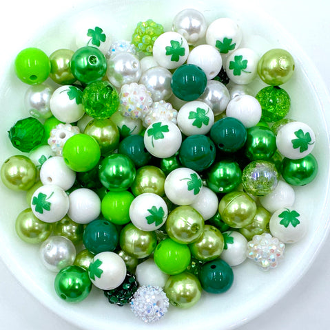 Green Clover 12mm Acrylic Bead Mix