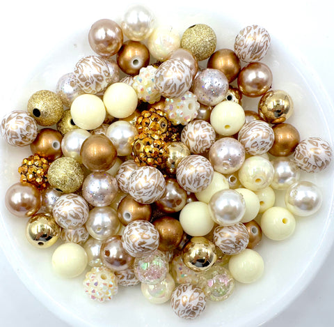 Gold Leopard 12mm Acrylic Bead Mix