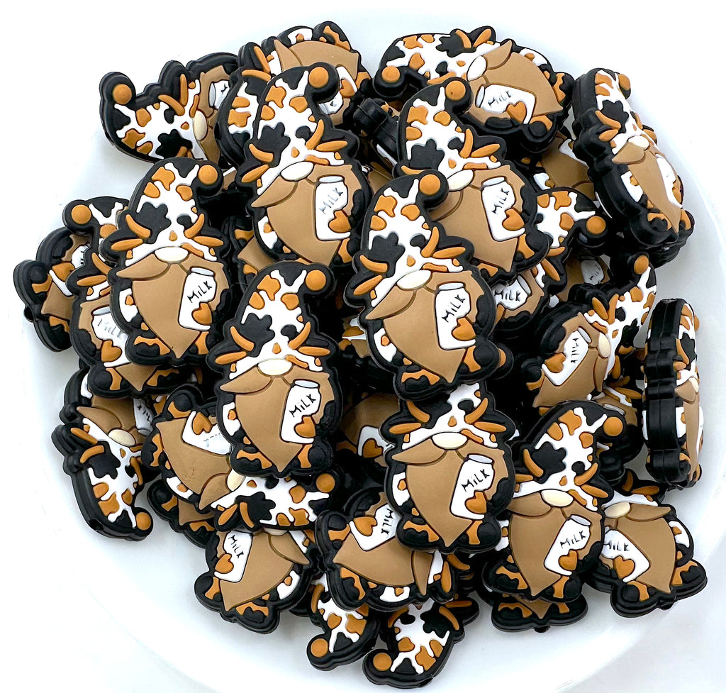 Chocolate Milk Cow Gnome Silicone Focal Beads