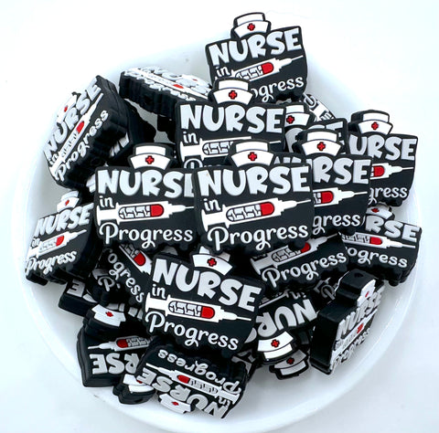 Nurse In Progress Silicone Focal Beads--Gray