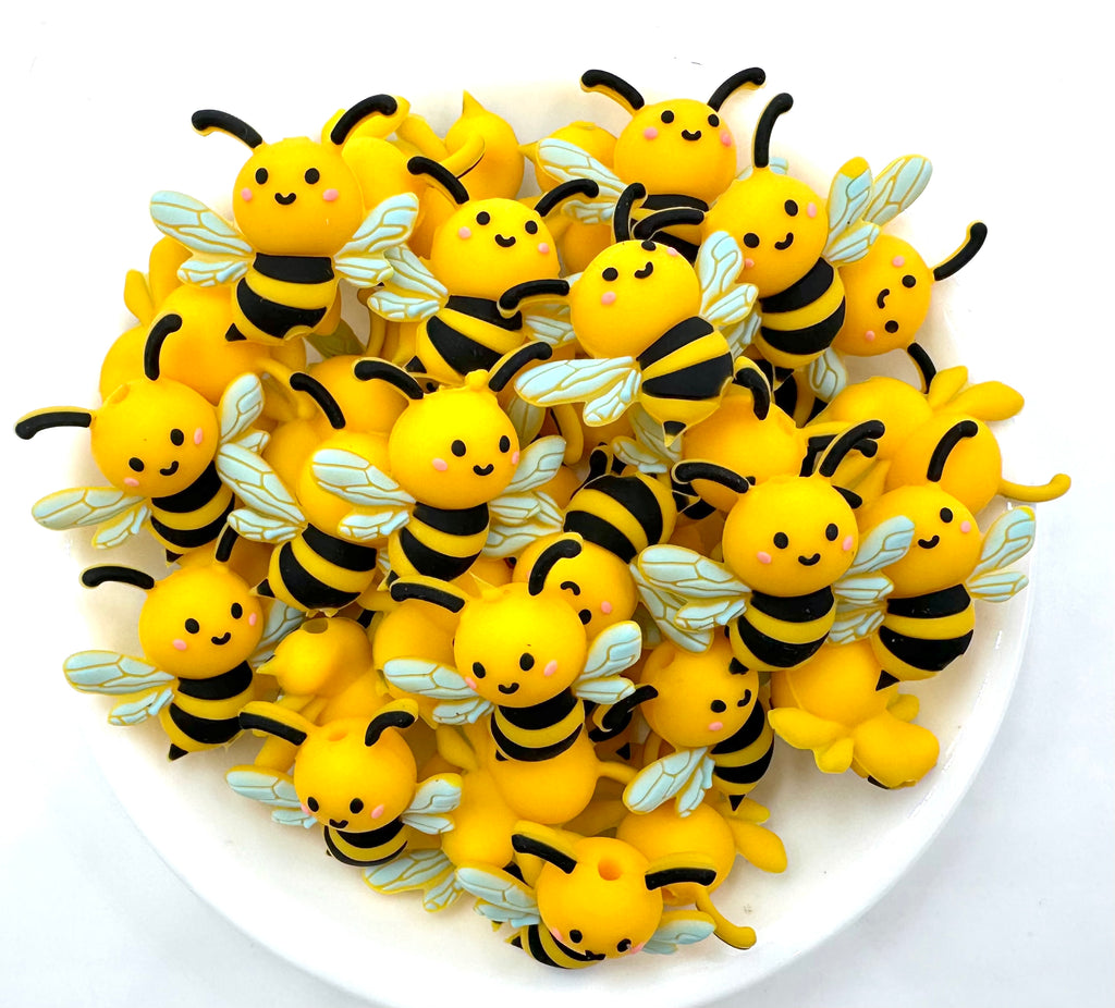 Bumble Bee 3D Silicone Focal Beads