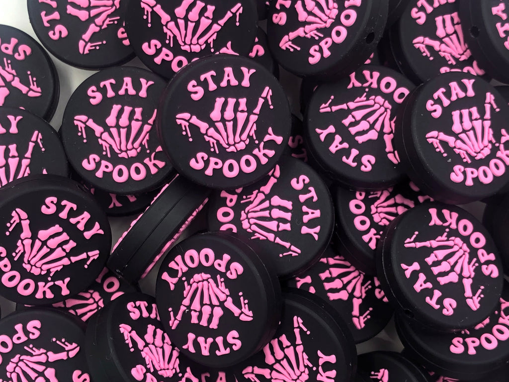 Stay Spooky Silicone Focal Beads--Pink