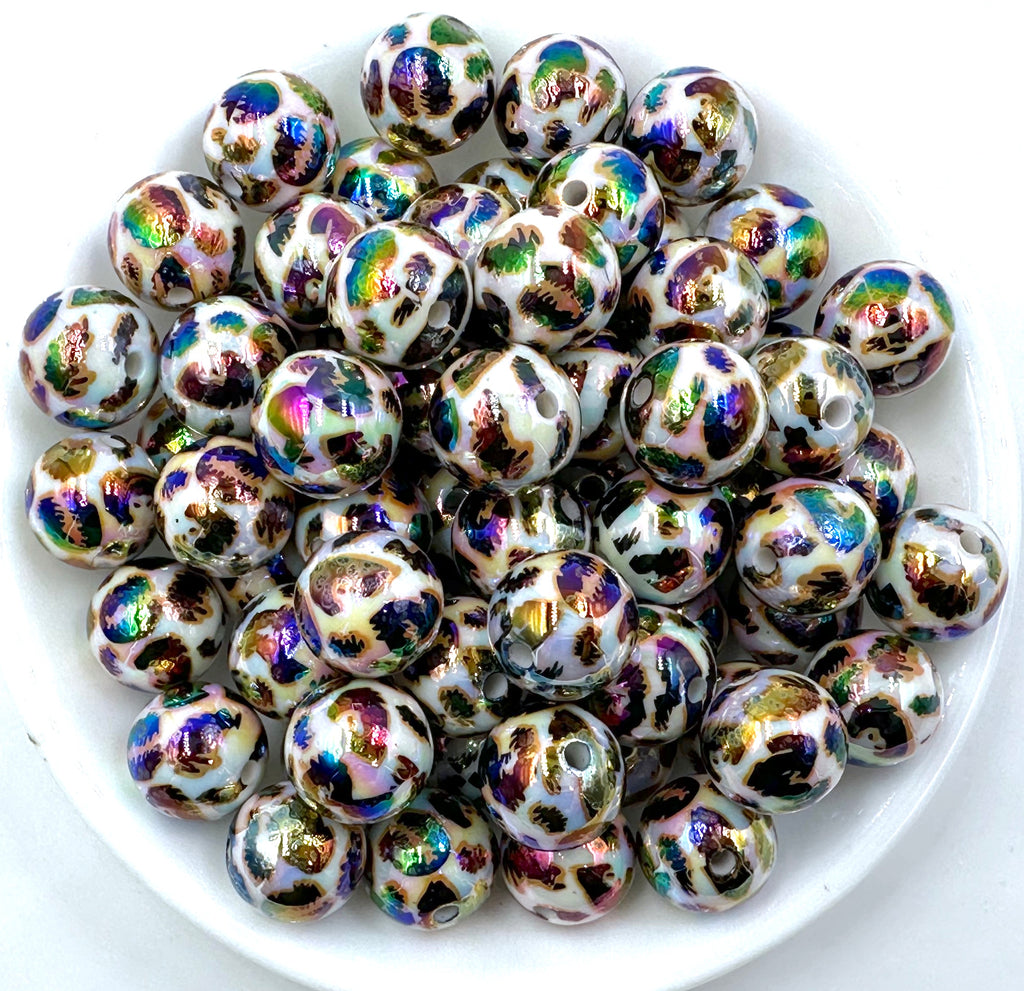 16mm Leopard AB Iridescent Chunky Beads