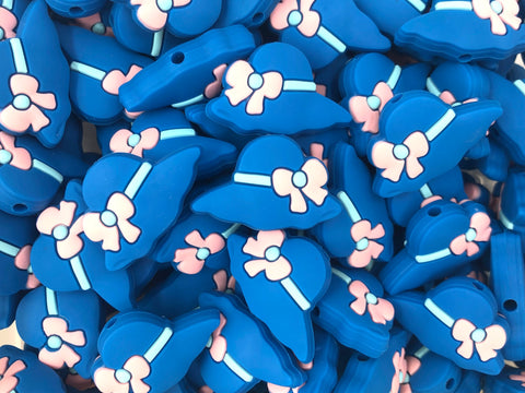 Sun Hat Silicone Focal Beads--BLUE