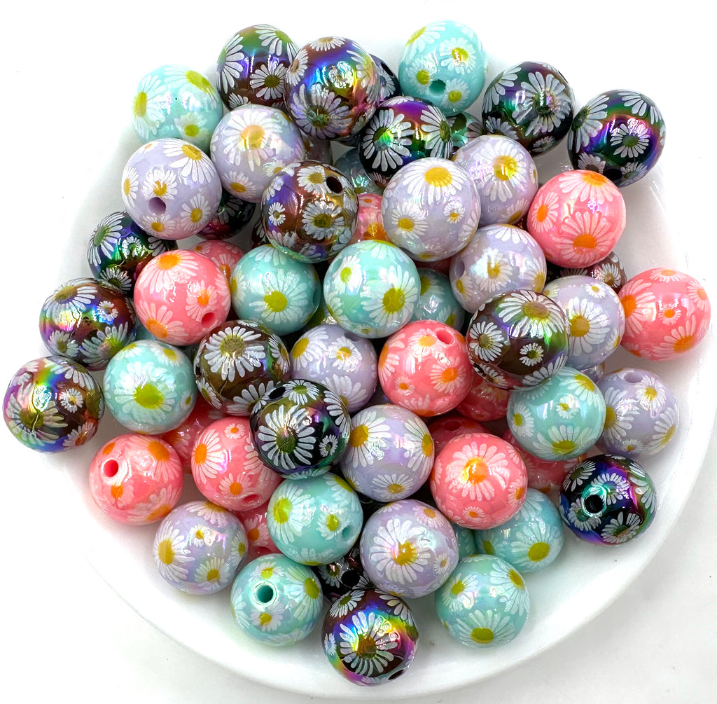 16mm Daisy AB Iridescent Chunky Beads