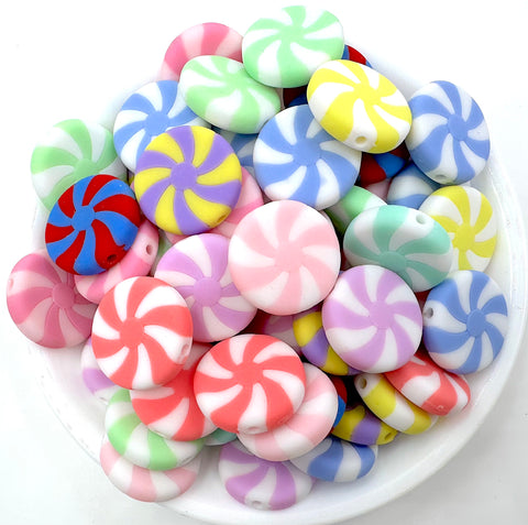 23mm Peppermint Candy Coin Chunky Beads