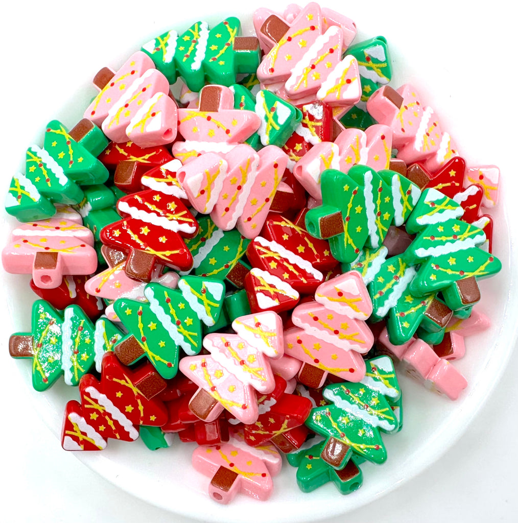 26mm Christmas Tree Acrylic Chunky Beads