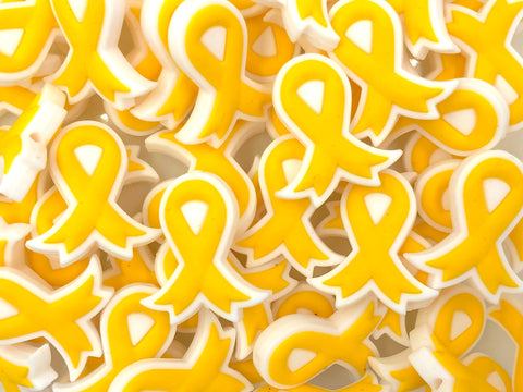 Yellow Awareness Ribbon Silicone Focal Beads