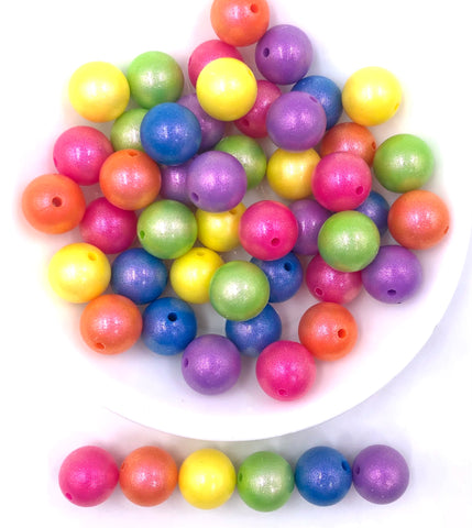 Pink Rainbow OPAL Silicone Bead Mix--Fuchsia, Orange, Yellow, Green, Sky Blue, Lavender Purple