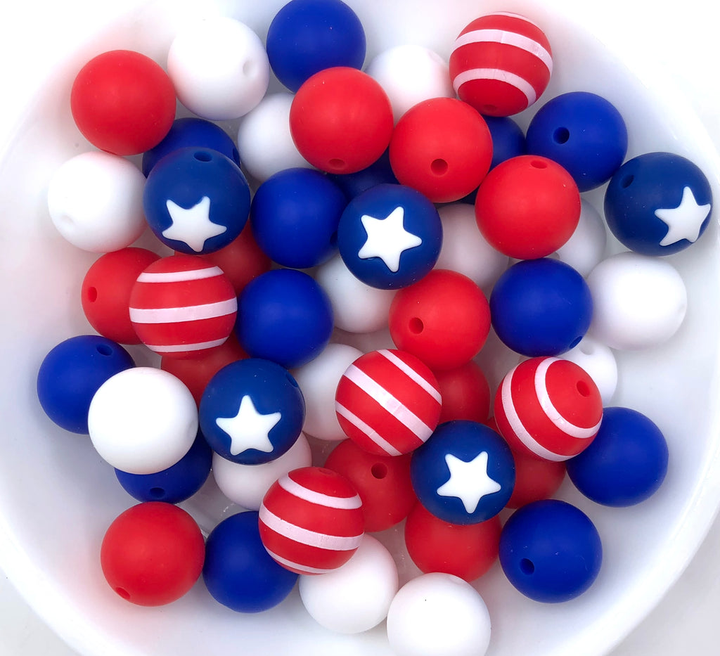 Stars & Stripes Silicone Bead Mix