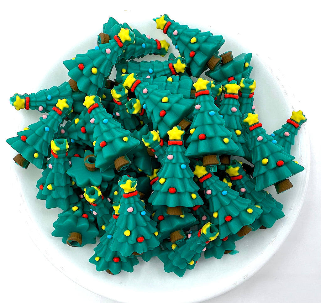 Christmas Tree 3D Silicone Focal Beads