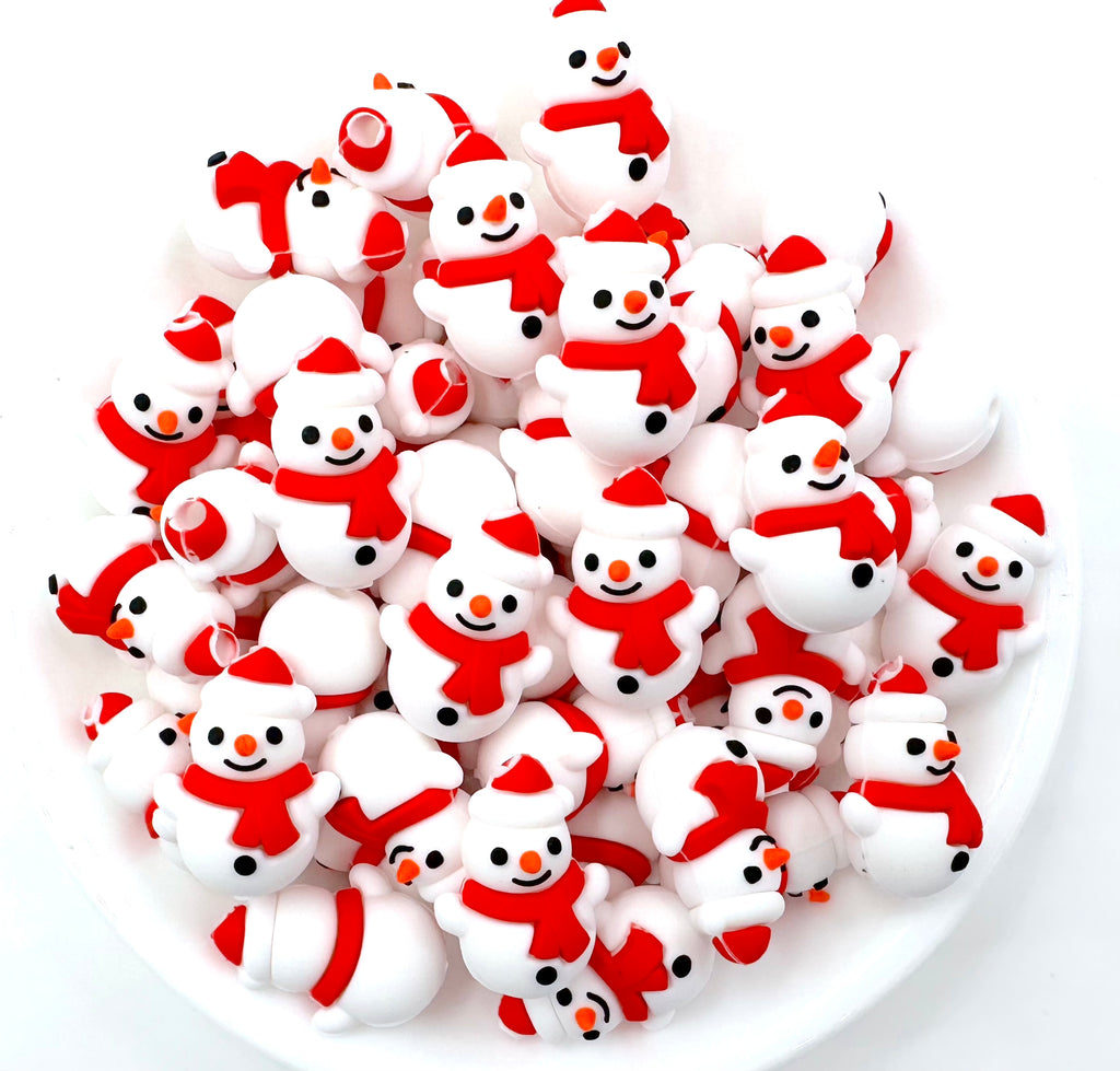 Snowman 3D Christmas Silicone Focal Beads