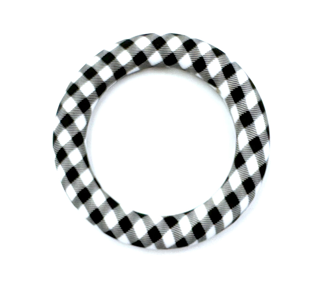 65mm Black & White Plaid Print Silicone Ring With Holes