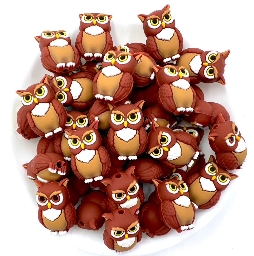 Owl 3D Silicone Focal Beads