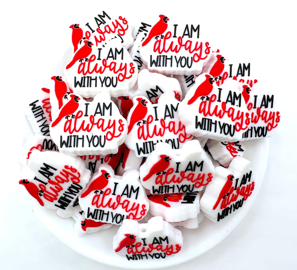 I Am Always With You Cardinal Bird Silicone Focal Beads USA Silicone