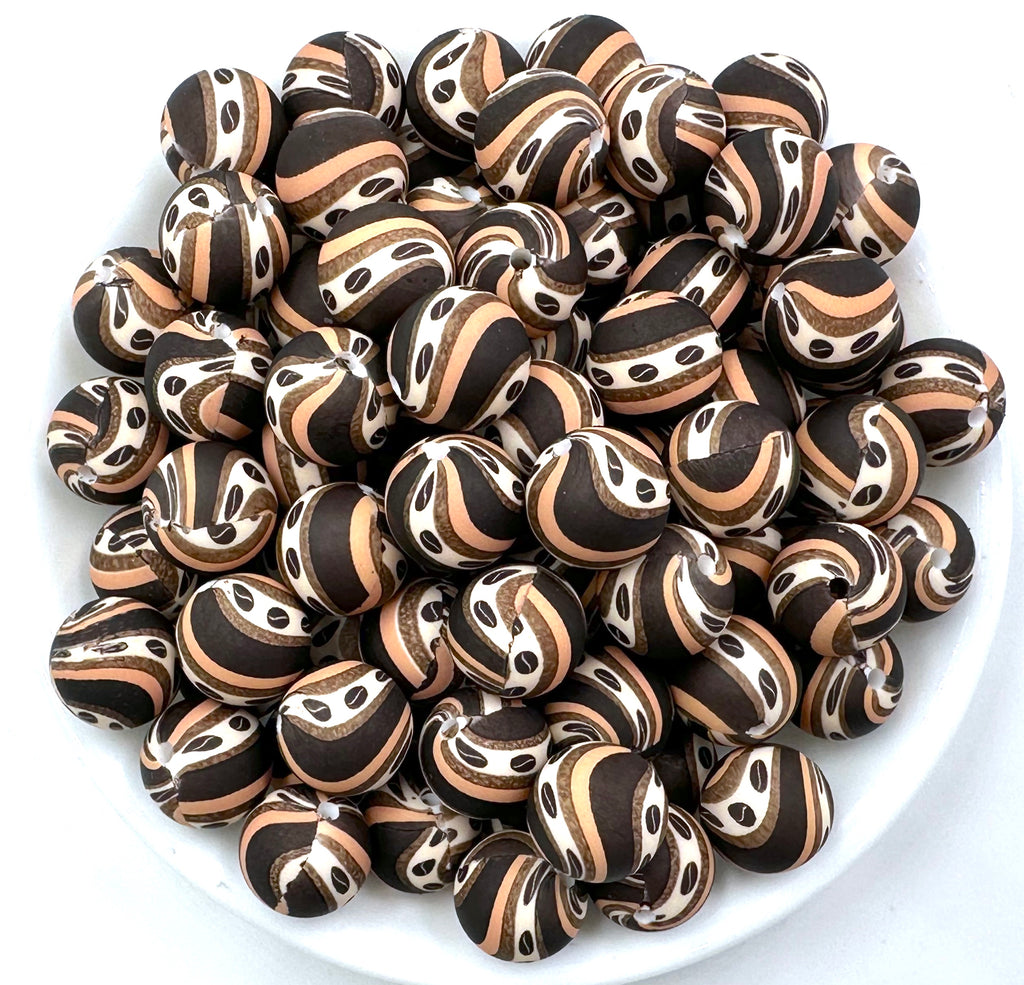 Coffee Print Silicone Beads--15mm