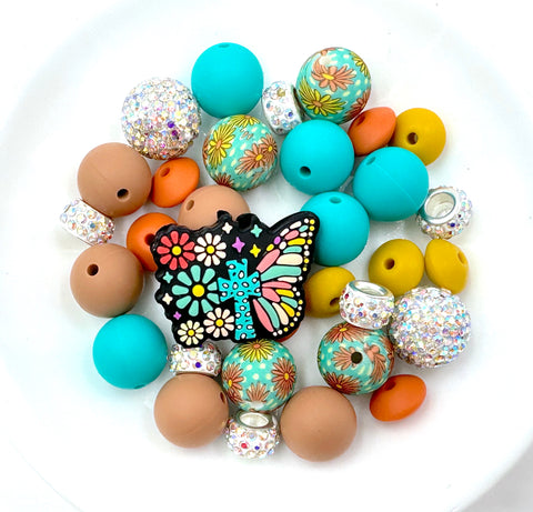 Butterfly Cross Silicone Focal Bead Mix