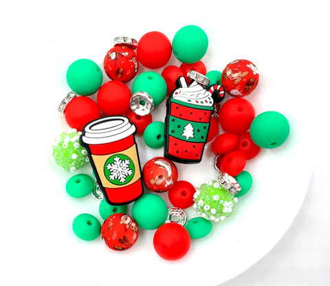 Christmas Coffee Silicone Focal Bead Mix