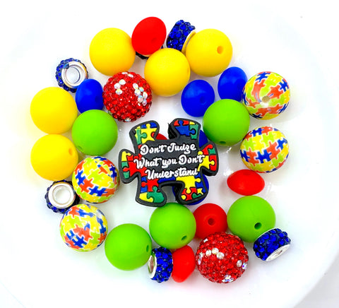 Autism Awareness Silicone Focal Bead Mix