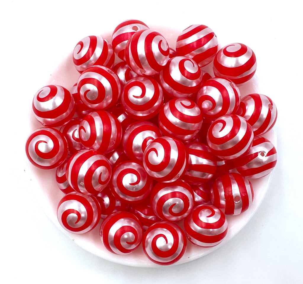 20mm Red Swirl Chunky Beads