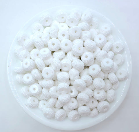 12mm White Abacus Acrylic Spacer Beads