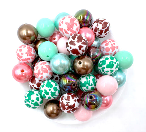 20mm Cow Print Chunky Bead Mix