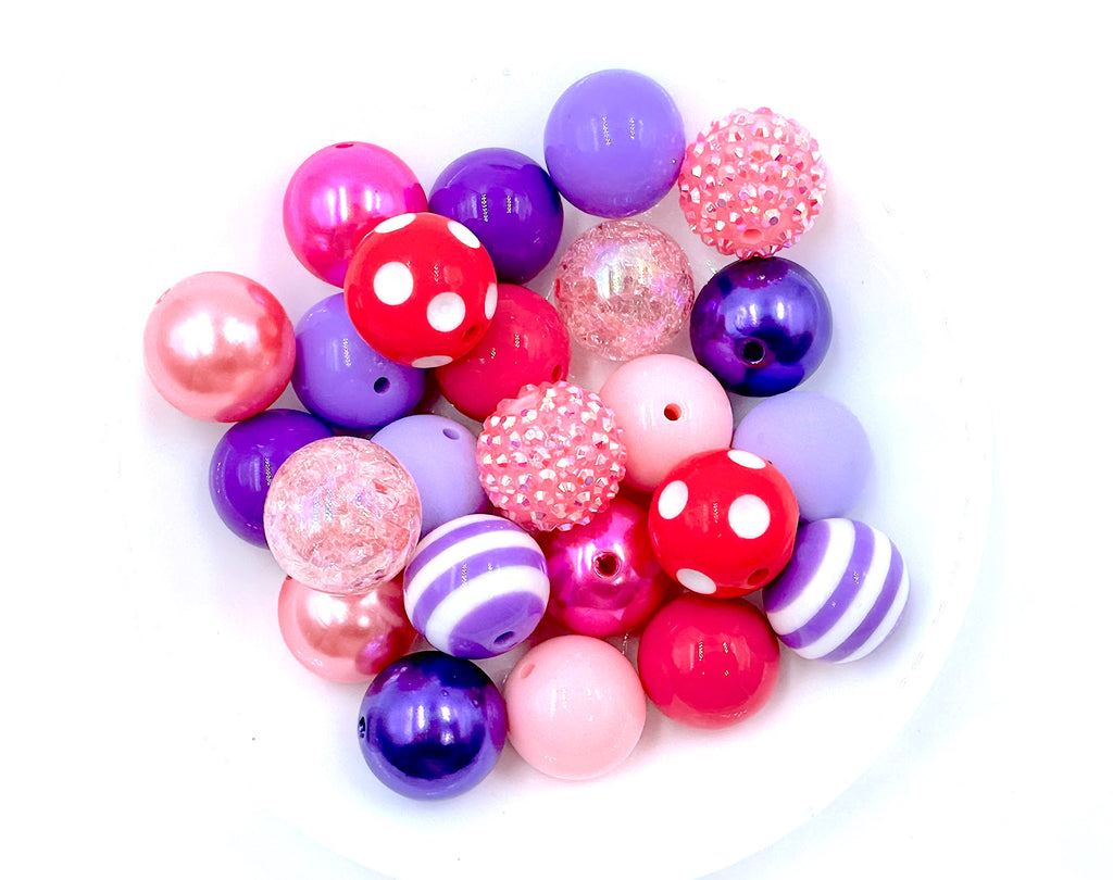 20mm Shades of Pink & Purple Chunky Bead Mix