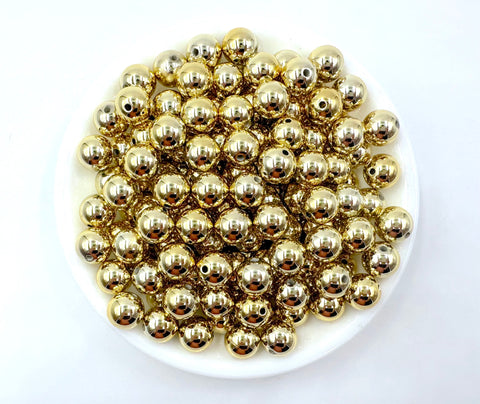 12mm Gold Metallic UV Acrylic Beads