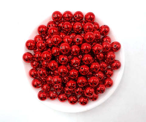 12mm Red Metallic UV Acrylic Beads