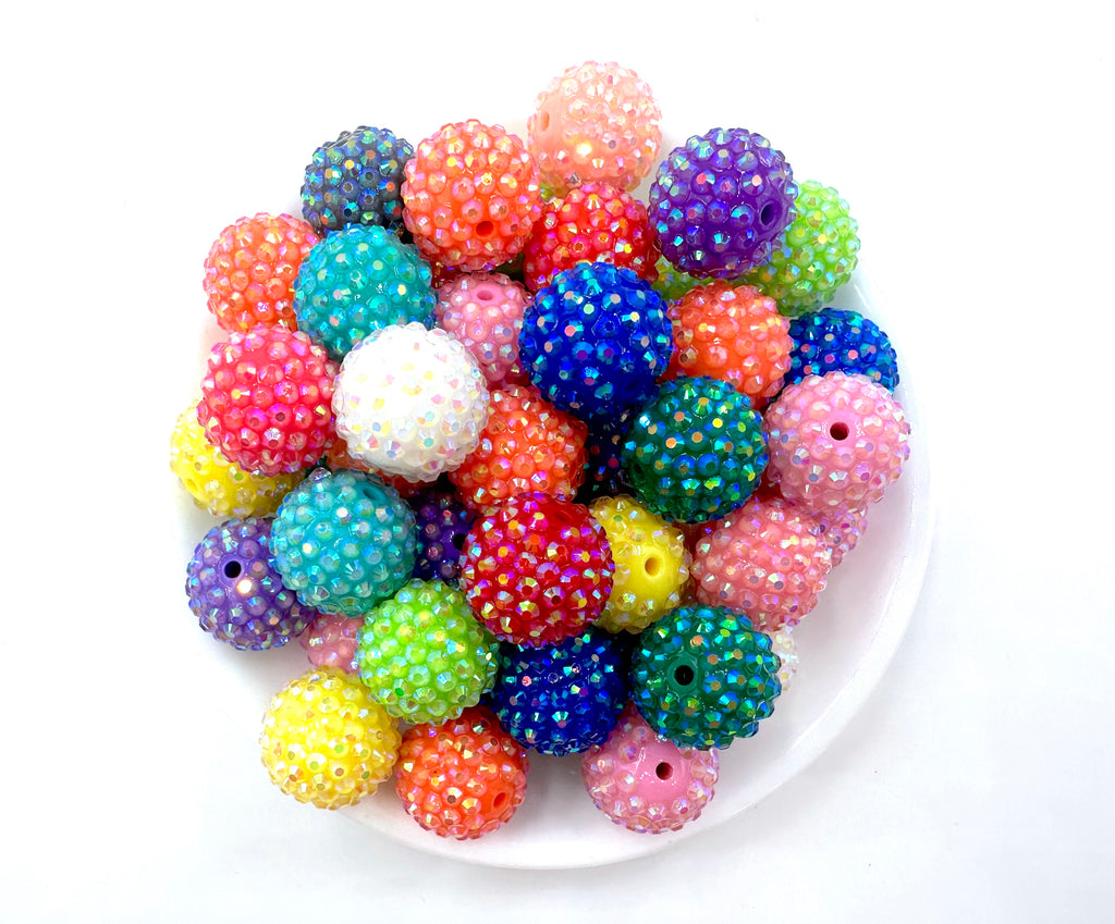 20mm Mixed Colors AB Rhinestone Chunky Beads