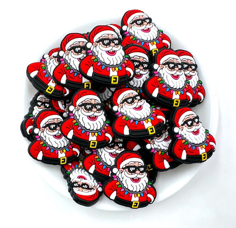 Santa with Christmas Lights Silicone Focal Beads