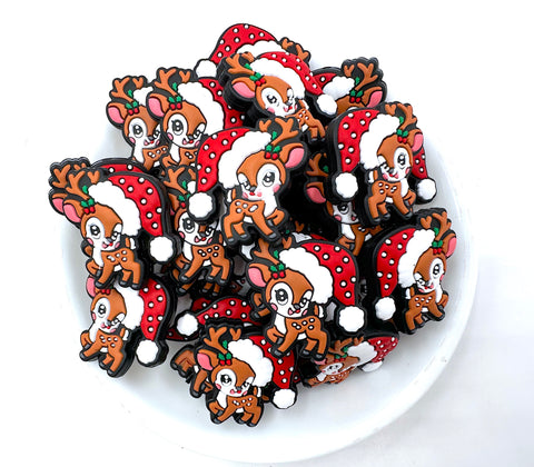 Christmas Reindeer Silicone Focal Beads