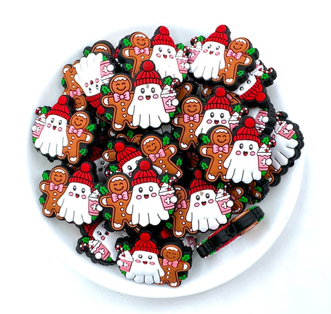 Gingerbread Ghost Silicone Focal Beads