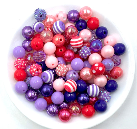 Shades of Pink & Purple 12mm Acrylic Bead Mix