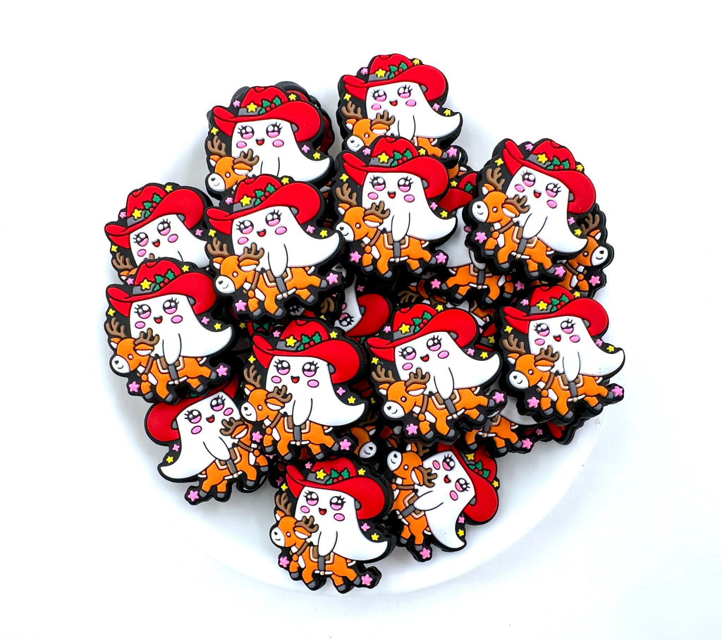 Cowboy Christmas Ghost Silicone Focal Beads