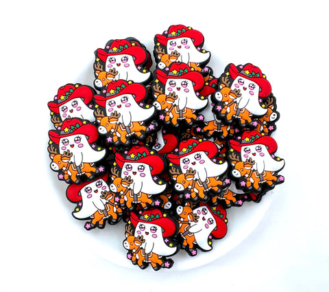 Cowboy Christmas Ghost Silicone Focal Beads