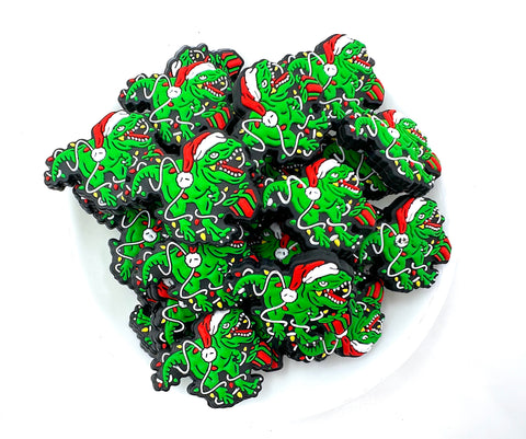 Christmas Dinosaur Silicone Focal Bead