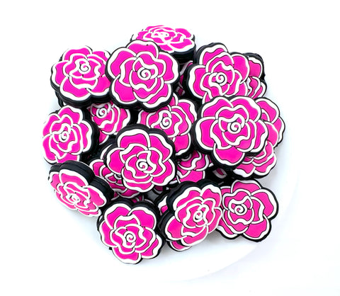 Pink Rose Silicone Focal Beads