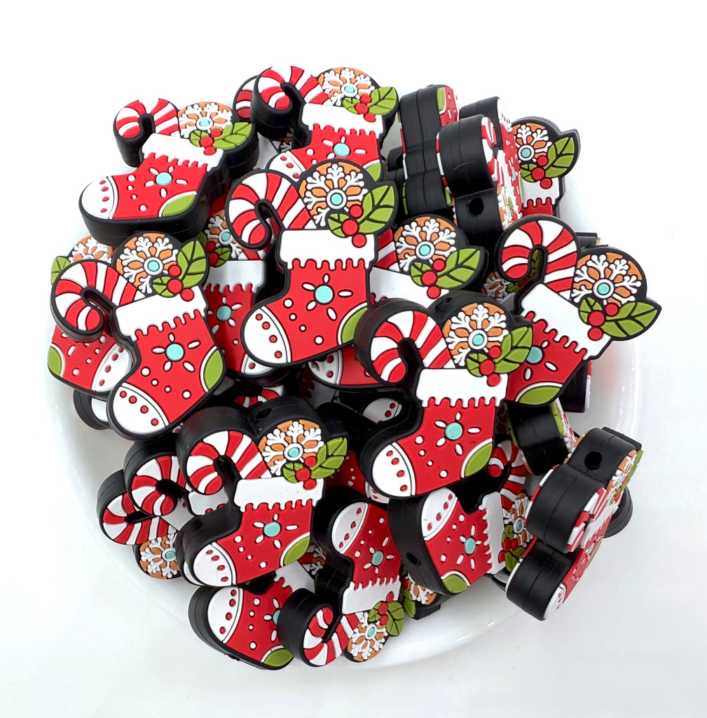 Christmas Stocking Silicone Focal Beads