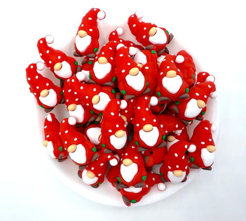 Christmas Gnome 3D Silicone Focal Beads--Red